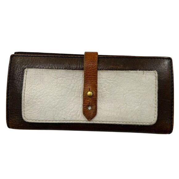 Madewell The Post Leather Bi-Fold Wallet With Snap Closure & Card Slots - Picture 1 of 12